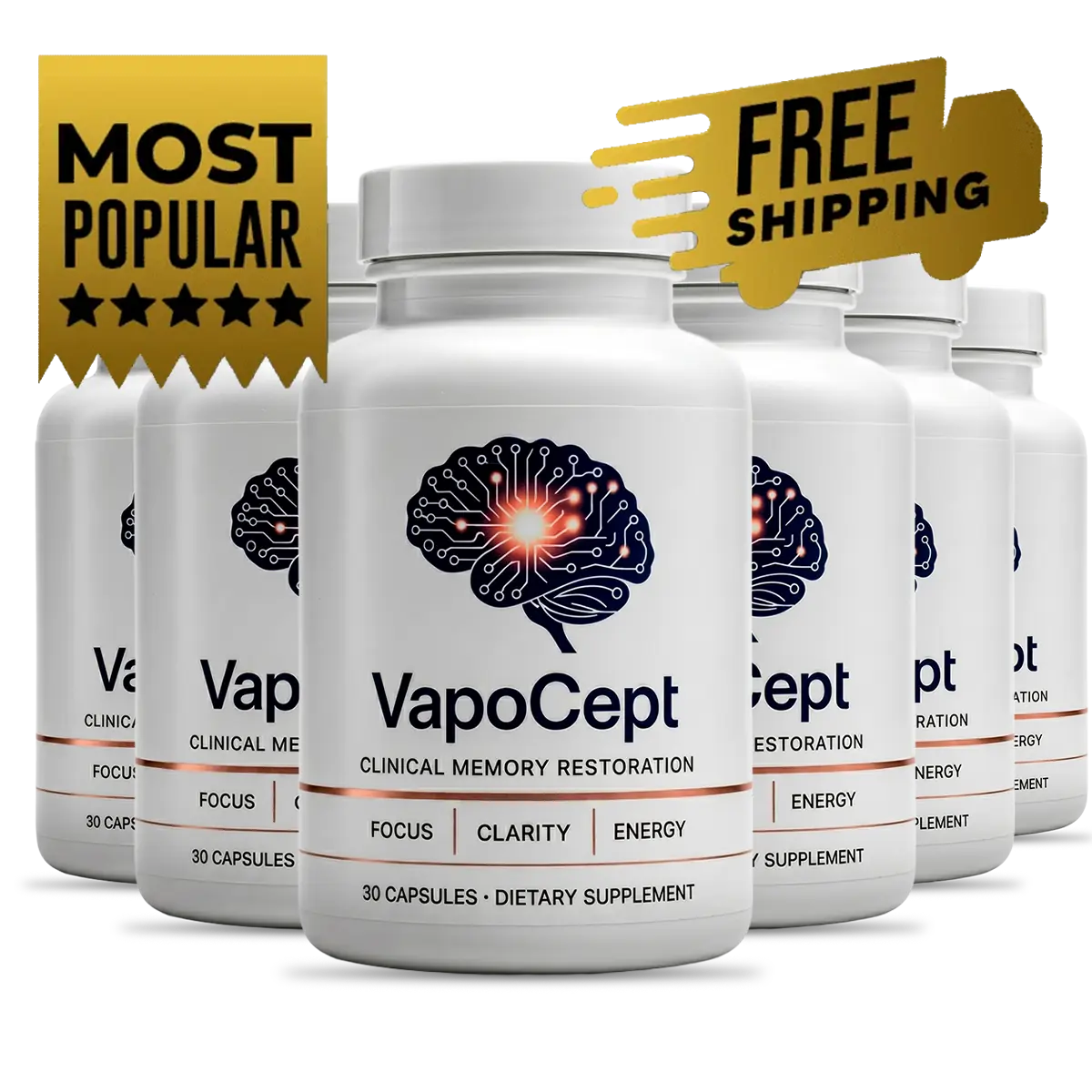 Six bottles of VapoCept 180 day supply package, most popular option